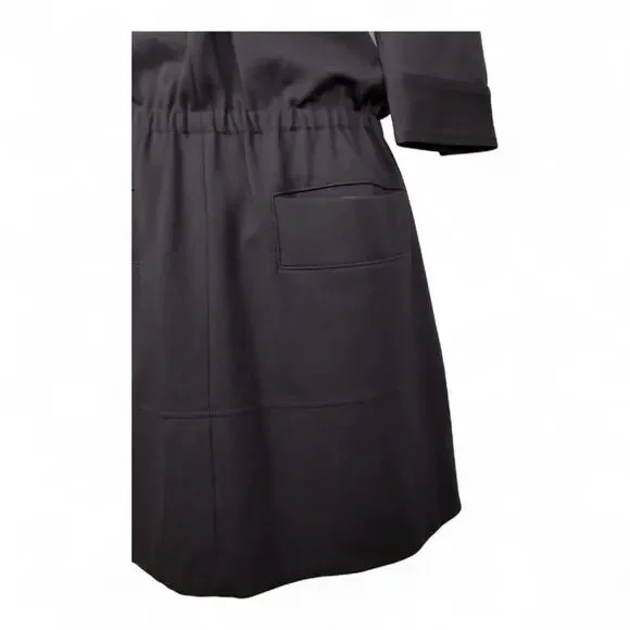 TiBi Dress Brown Ponte Knit with Silver Zipper and Stand Collar 3/4 Sleeve  - XXS